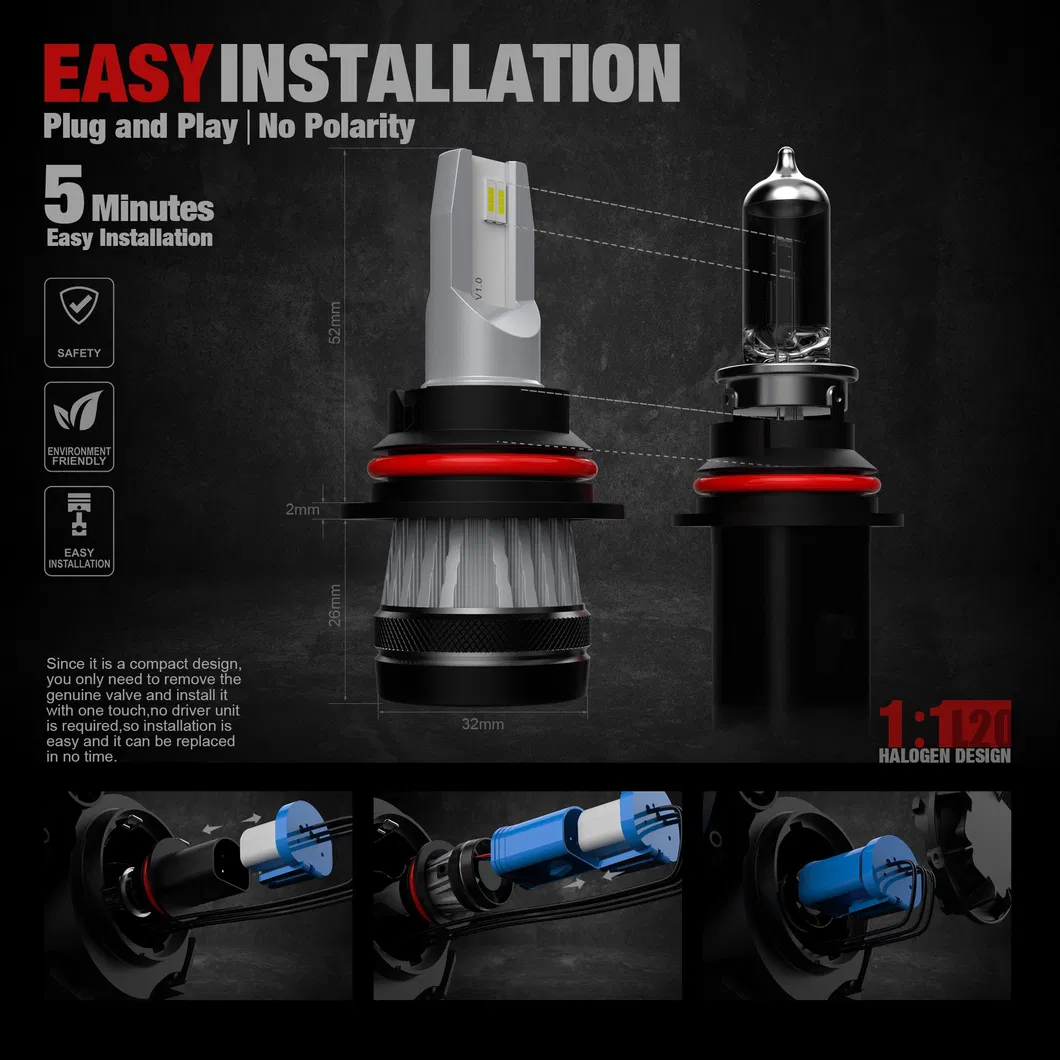 30W Plug and Play 4200lm Canbus H13 Car LED Headlight Bulb