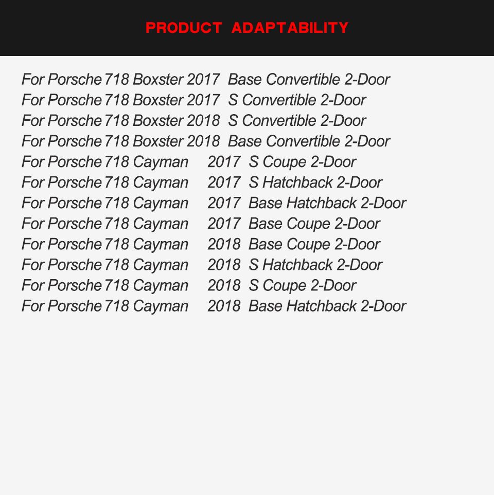 3PCS/Set Carbon Fiber Front Lip for Porsche 718 Boxster Cayman 2016-2018