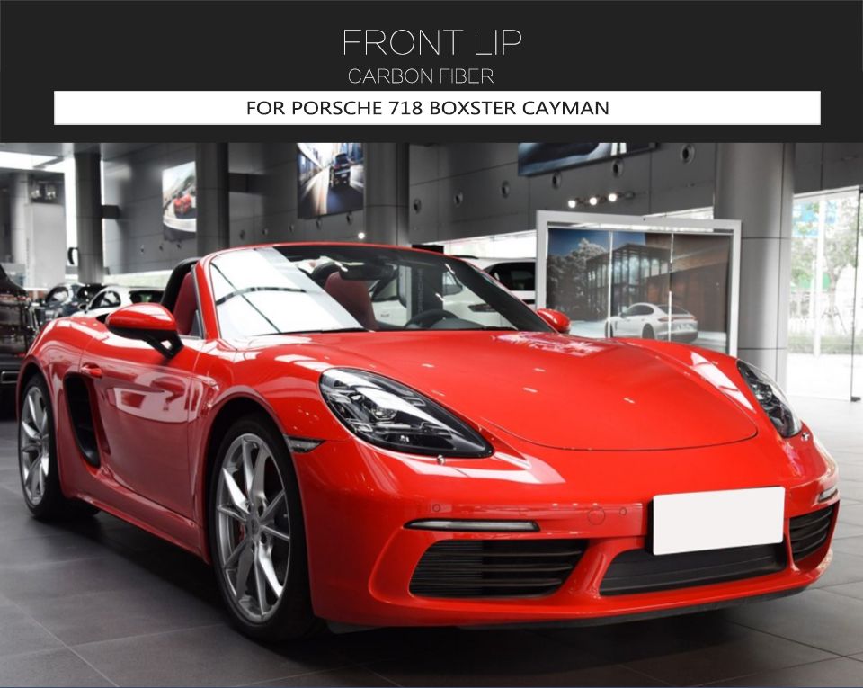 3PCS/Set Carbon Fiber Front Lip for Porsche 718 Boxster Cayman 2016-2018