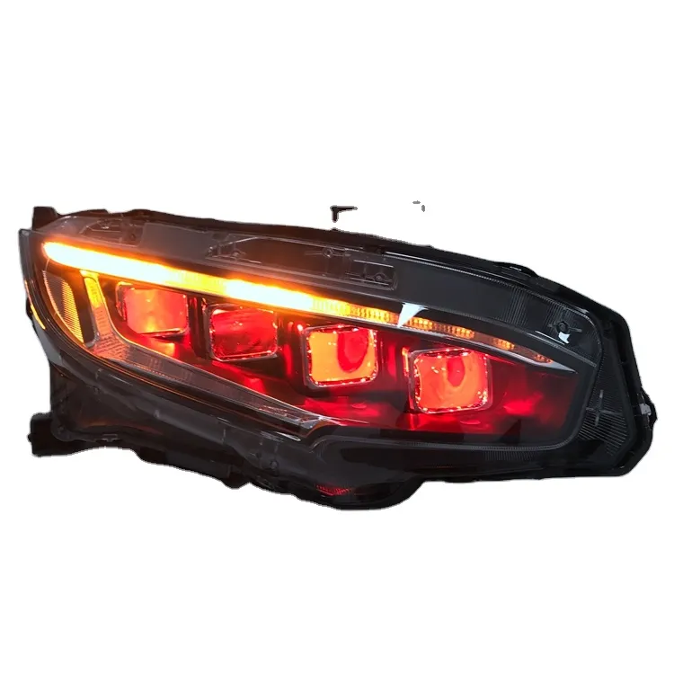 4 Lens Car LED Light Honda 2016 Civic X Right Hand Drive LED Headlight with Demon Eye