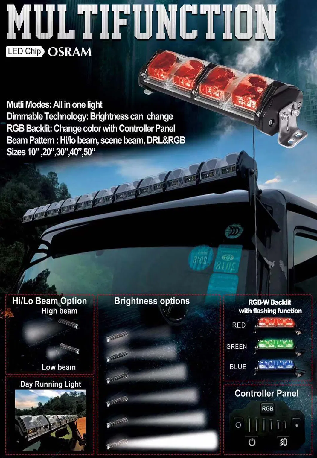 4X4 Offroad Lighting Multifunction RGB Dimmable LED Light Bar