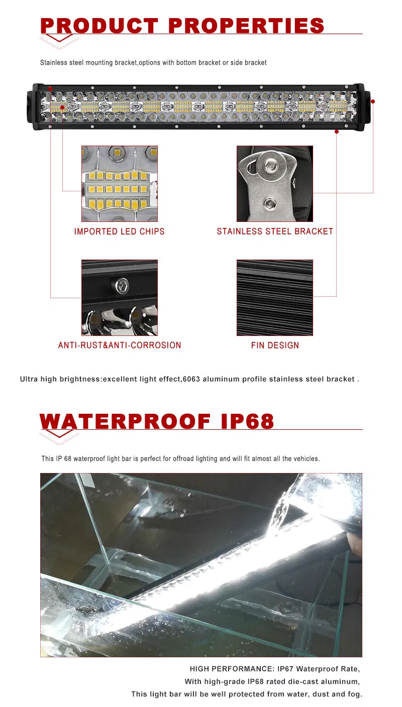 52 Inch Triple Row LED Driving Light Bar Lights 32 42 22 50 Inch Bumper Roof 4X4 Truck Barra LED Light Bar