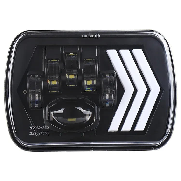 55W Square 7X6 5X7" Inch LED Headlights with DRL Amber Turn Signal for Jeep Wrangler Yj Cherokee Xj