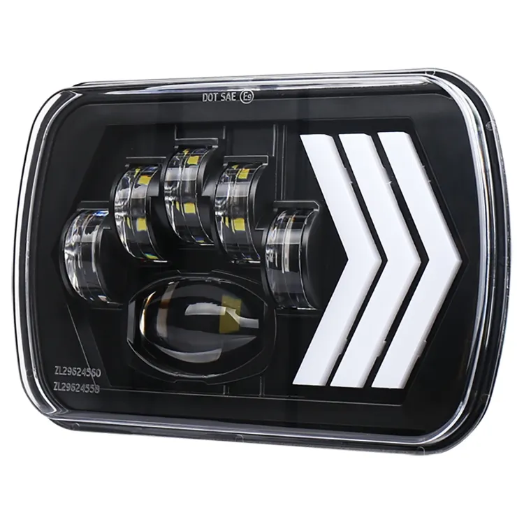 55W Square 7X6 5X7" Inch LED Headlights with DRL Amber Turn Signal for Jeep Wrangler Yj Cherokee Xj