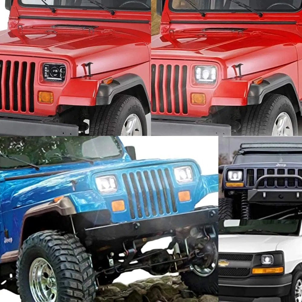 5X7 LED Headlights H5054 H6054ll 69822 6052 2p 5X7 Inch High Low LED Headlight Approved with Halo DRL Solve Astigmatism Problem for Truck Jeep