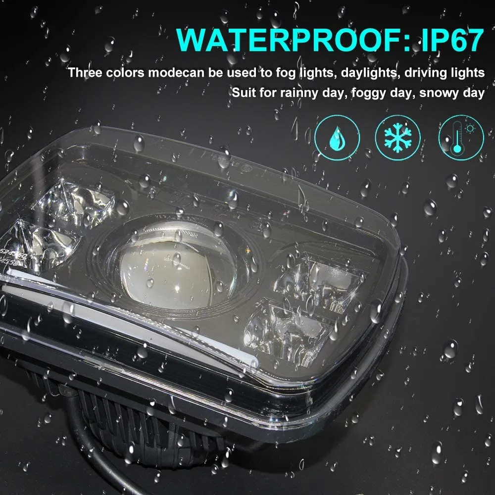 5X7 LED Headlights H5054 H6054ll 69822 6052 2p 5X7 Inch High Low LED Headlight Approved with Halo DRL Solve Astigmatism Problem for Truck Jeep