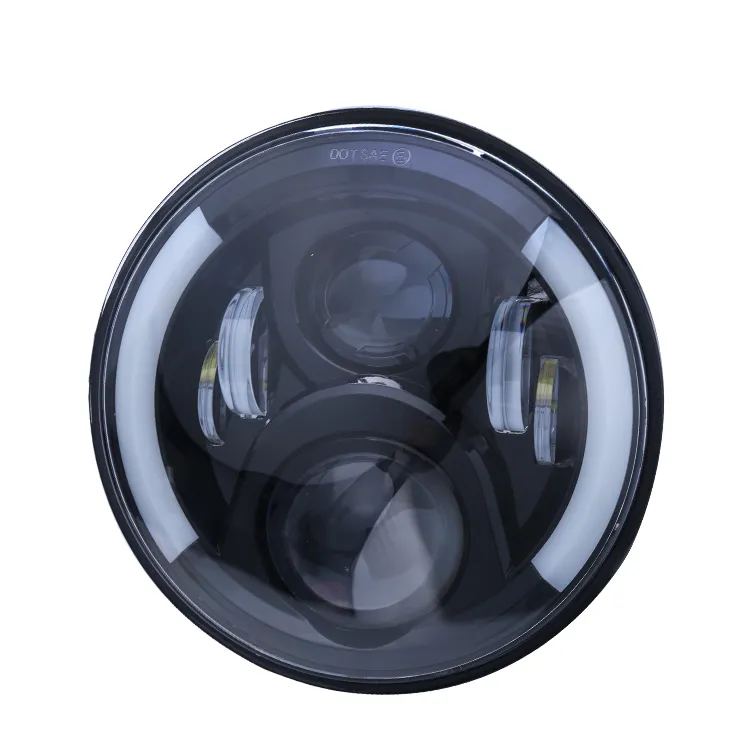 7" Round Headlamp Halos with Angel Eyes High Low Beam DRL Amber Turning Signal 7 Inch LED Headlight for Jeep Wrangler Jk Cj LED Car Light