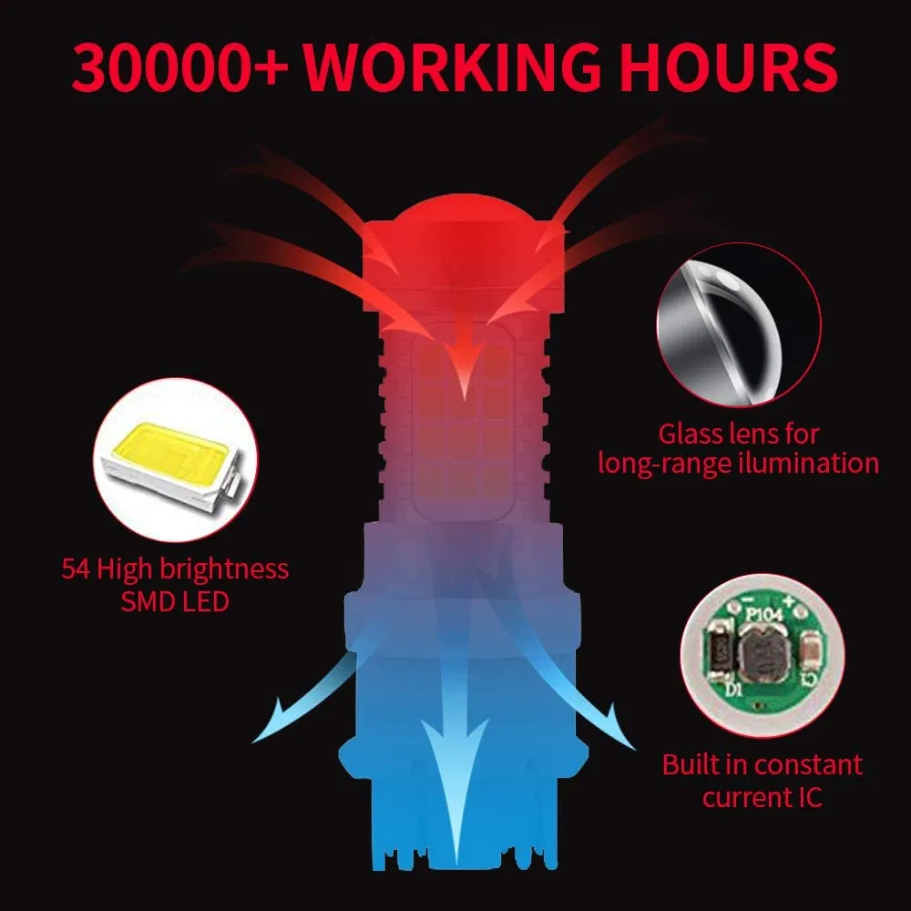 7440 LED Bulbs 360 Degree 2000lm 54-SMD LED 6000K Xenon White 7440 992 T20 W21W 7443 Bulbs Replacement with Projector Lens for Trucks Tail Brake Lights