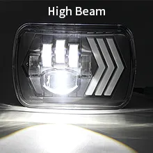 7X6 LED Headlights Square 5X7 Inch Headlights 55W Halo with White&Amber Arrow DRL & Red Atmosphere Lights Sequential Turn Signals Lights for Trucks H5054 69822