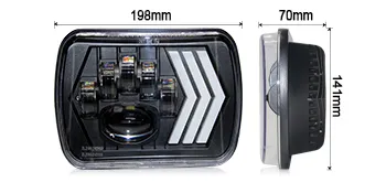 7X6 LED Headlights Square 5X7 Inch Headlights 55W Halo with White&Amber Arrow DRL & Red Atmosphere Lights Sequential Turn Signals Lights for Trucks H5054 69822