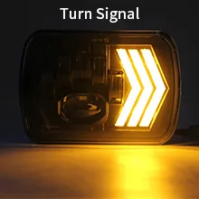 7X6 LED Headlights Square 5X7 Inch Headlights 55W Halo with White&Amber Arrow DRL & Red Atmosphere Lights Sequential Turn Signals Lights for Trucks H5054 69822
