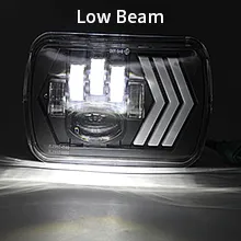 7X6 LED Headlights Square 5X7 Inch Headlights 55W Halo with White&Amber Arrow DRL & Red Atmosphere Lights Sequential Turn Signals Lights for Trucks H5054 69822