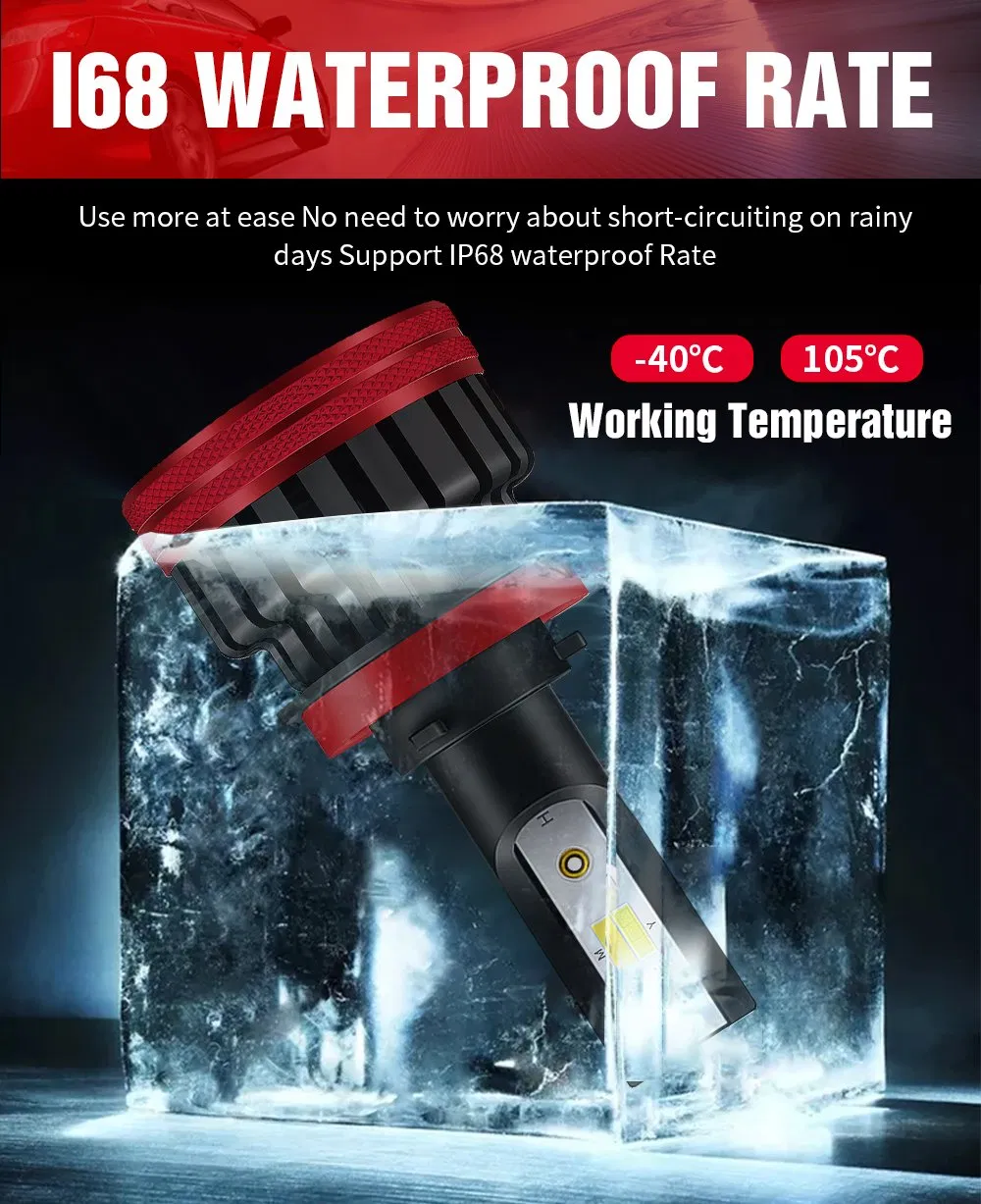 80W 8000lm LED H4 Tri Color 3000K 4300K 6000K LED Headlight