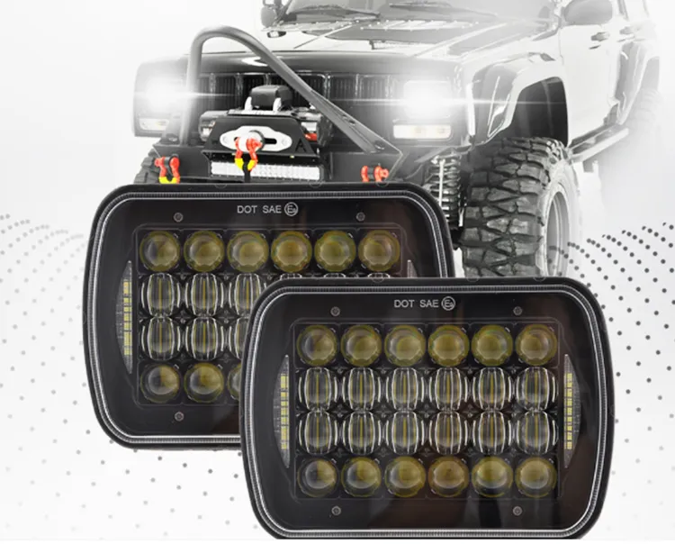 96W White DRL Hi/Lo Beam Headlamp for Jeep Wrangler Yj Cherokee Xj 7X6 5X7 Inch 7′′ Square LED Headlight