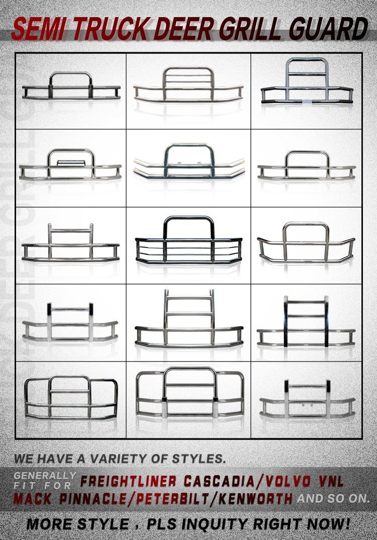American Heavy Duty Semi Truck Part Cascadia Kenworth Peterbilt Front Bumper Grille Deer Guard