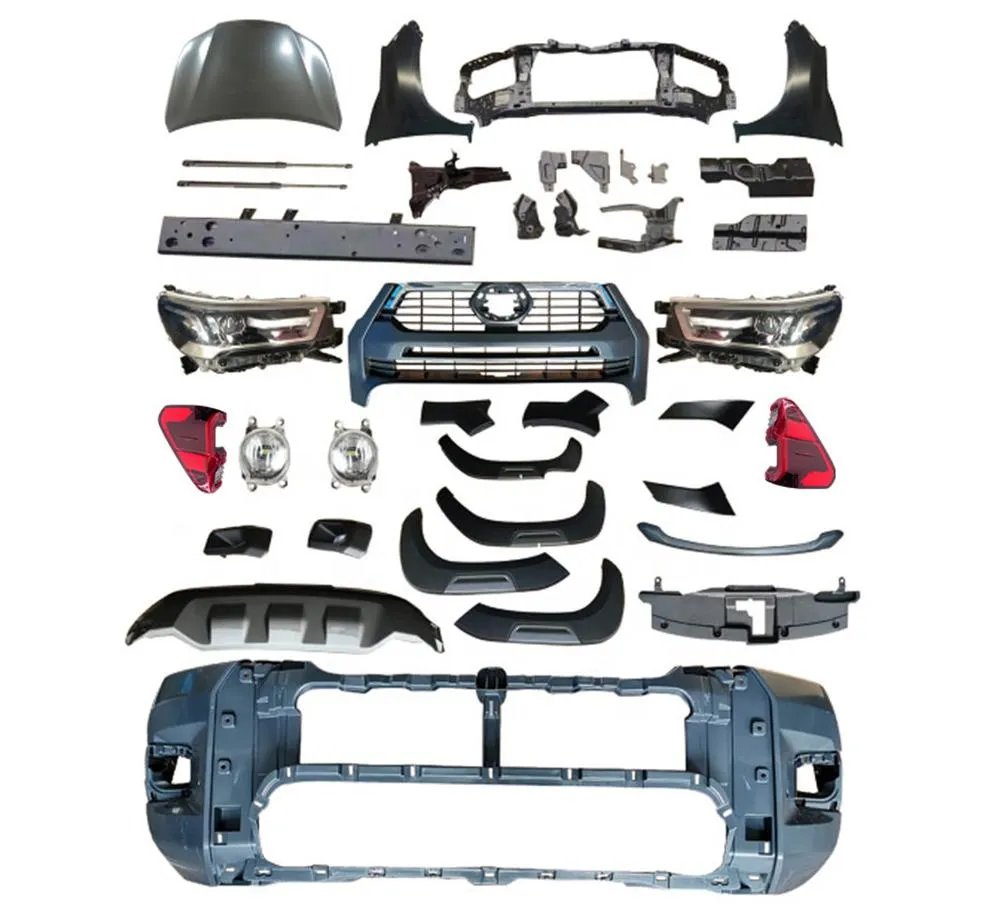 Auto Body Kit Front Bumper with Grille and Lamp for Toyota Hilux Vigo 2004-2018 Upgrade to Rocco 2020 2021