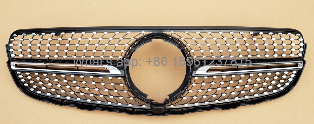 Auto Front Grill Mesh Grille for Mercedes Benz Glc Class Black Silver Refit