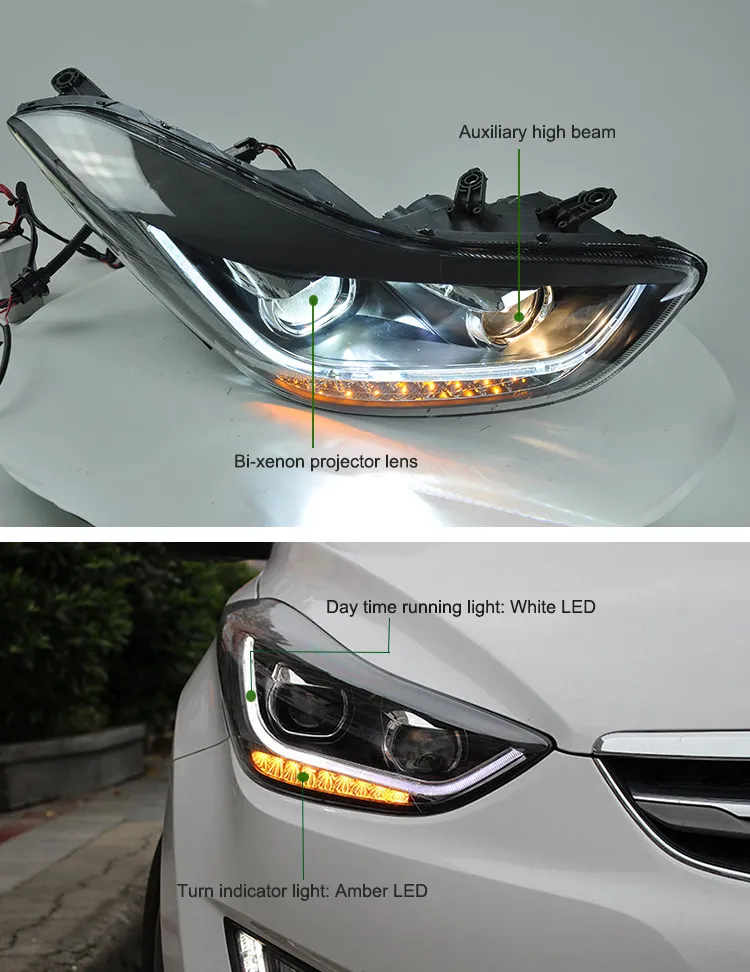 Auto Lamps Auto Parts 2013 Elantra Auto Headlight Projector Lens Car Light for Hyundai 