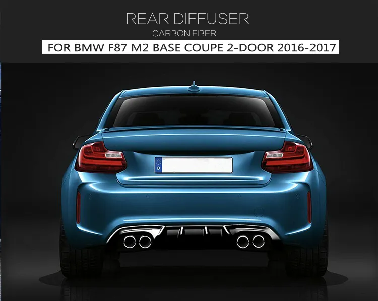Big Fins Carbon Car Rear Diffuser Lip Spoiler for BMW F87 M2 Base Coupe 16-17