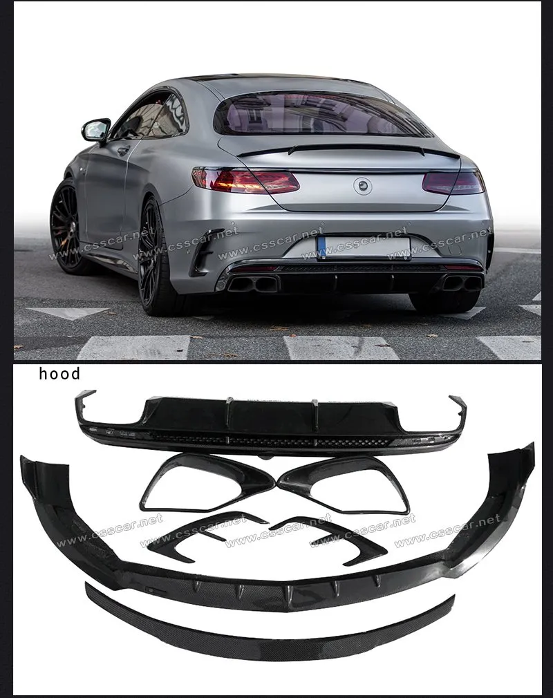 Brabs Style Carbon Fiber Front Bumper Lip Diffuser Spoiler Wing Body Kit for S65 S63amg Coupe C217