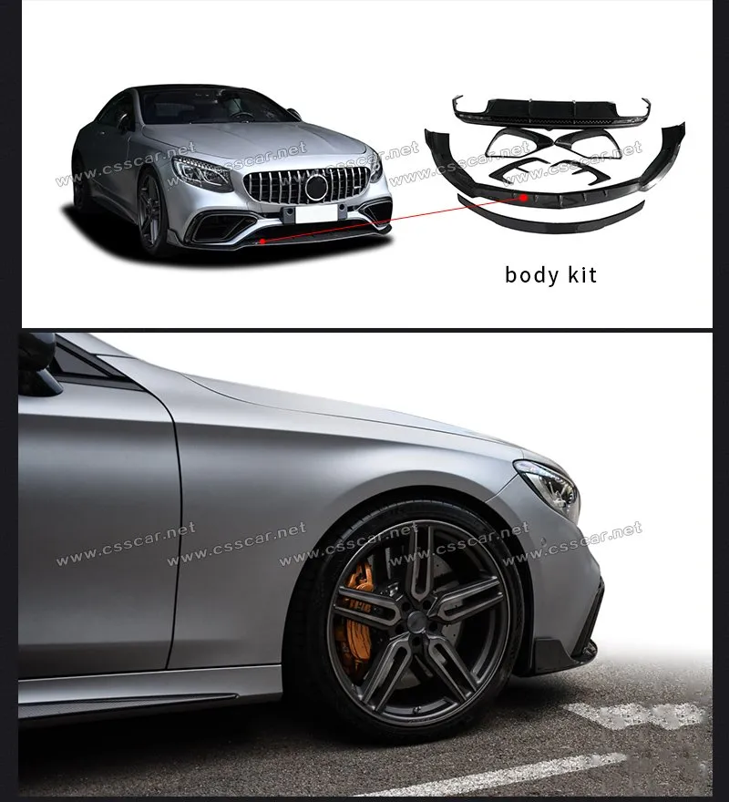 Brabs Style Carbon Fiber Front Bumper Lip Diffuser Spoiler Wing Body Kit for S65 S63amg Coupe C217