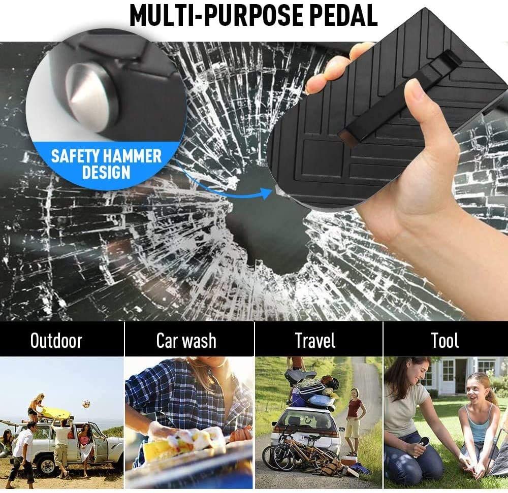 Car Doorstep Vehicle Folding Ladder U Shaped Hook Pedal Foot Pegs Multifunction Easy Access to Rooftop with Safety Hammer Doorstep for Car Roof-Rack Truck SUV J