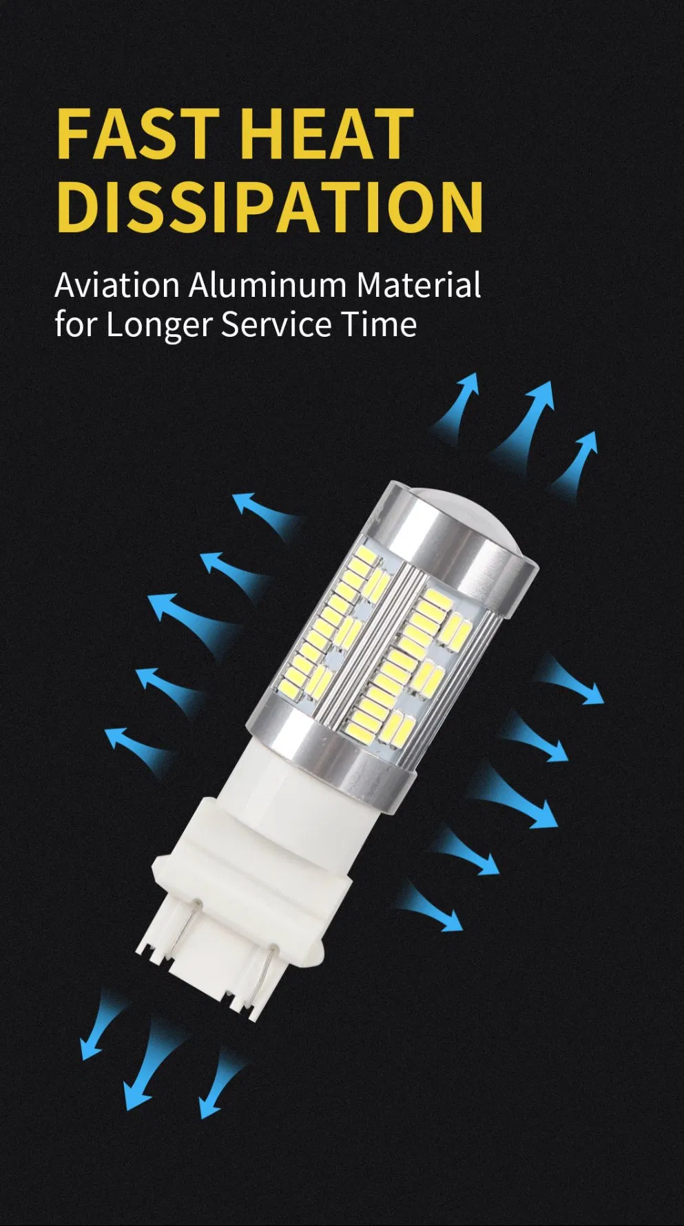 Car LED Park Light Bulb Width Interior Canbus Lamp 7440 7443 75SMD 4014 Auto LED Wedge Bulb