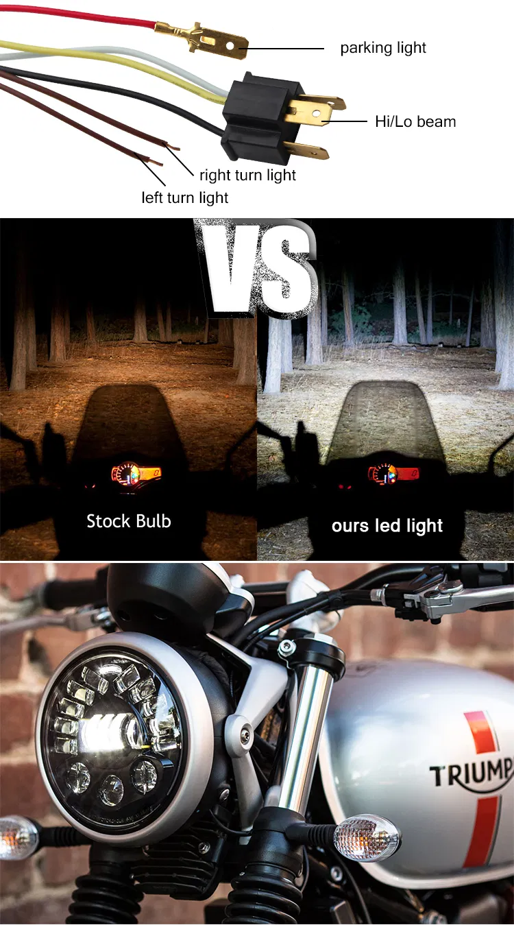 Car Motorcycle 7inch LED Headlight Harley Dual Color Amber Jeep Wrangler 7" LED Headlight Headlamp