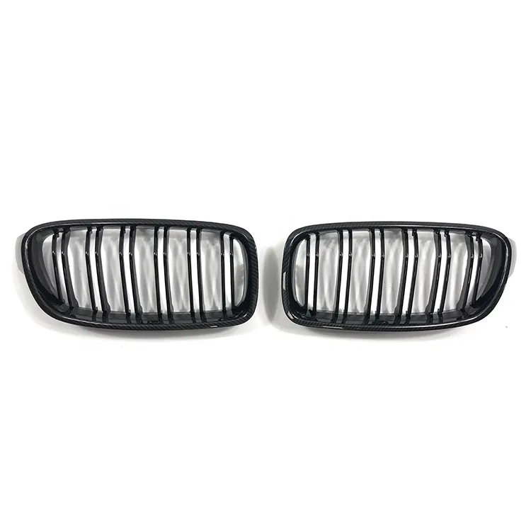 Carbon Fiber Dual Slat Water Transrer Printing Black Car Face Guard Grill for BMW F30 F35 3 Series