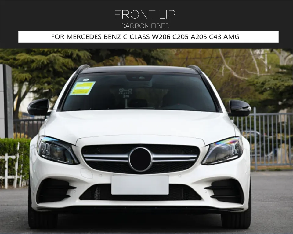 Carbon Fiber Front Lip for Mercedes Benz C Class W206 C205 A205 C43 Amg 2019-2021