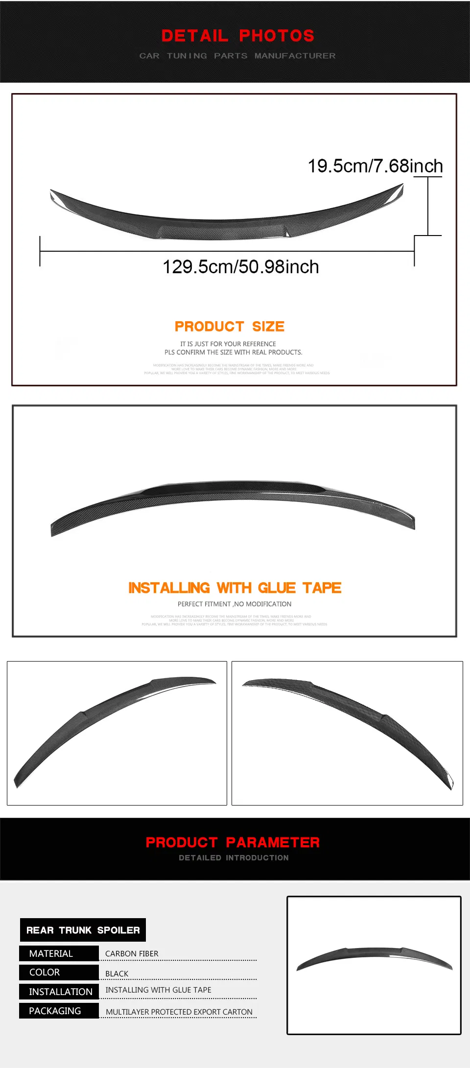 Carbon Fiber Rear Bumper Spoiler Lip for BMW 5 Series G30 G38 2018