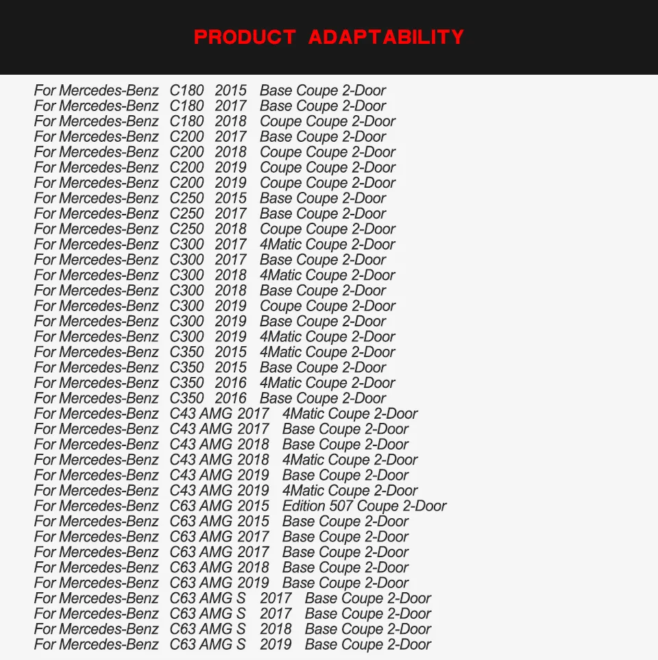 Carbon Fiber Rear Trunk Spoiler Splitter for Mercedes-Benz C-Class C205 C63 Amg Coupe 2-Door 2015-2019