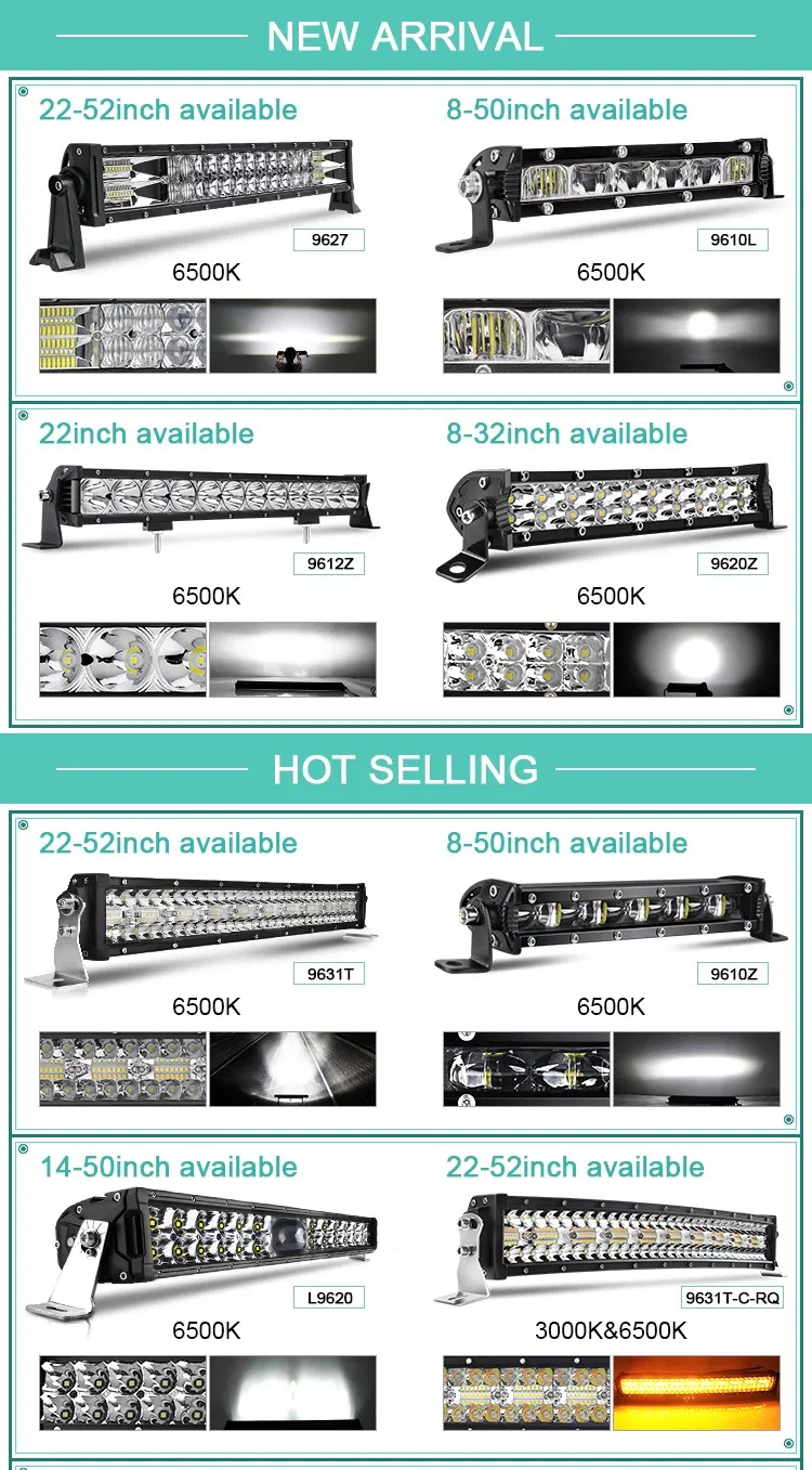 CE RoHS 2021 High Power Super Bright 500m Dual Row DRL 4X4 off Road 8" 12" 20" 32" 40inch 52inch Single Row LED Light Bar Car