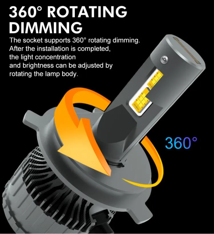 Conpex Automotive Lighting System H3 H4 H7 Csp Chip Temperature Control System with Fancooler V43 Car LED Headlight