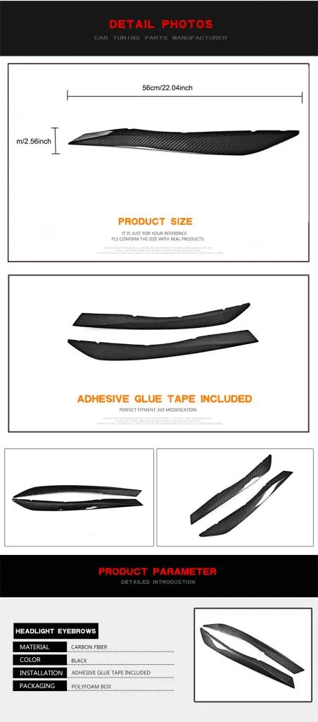 Dry Carbon Fiber Headlight Eyebrows for Audi A5 S5 RS5 2017-2018