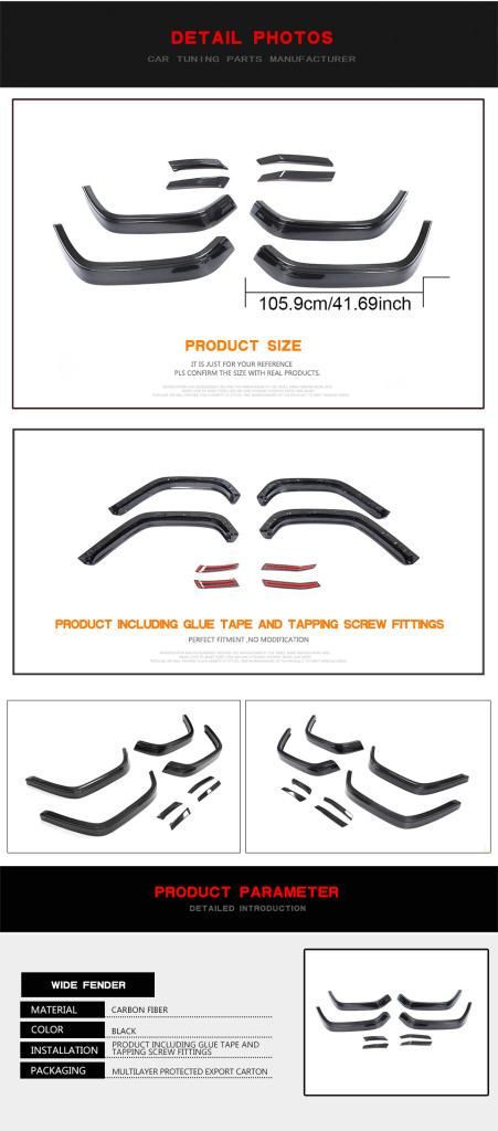 Dry Carbon Fiber Wheel Arch Trims Fender Flares for Benz Mercedes G Class G500 G550 G63 Amg 2020