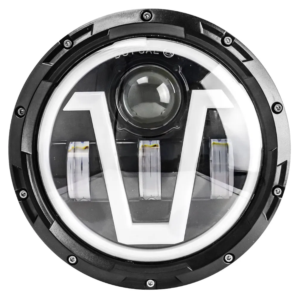 Dxz LED Jeep Headlight 7inch V-Shaped Round Spotlight Auto Lighting System for Jeep Wrangler Headlight