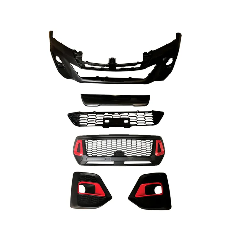 Factory Wholesale Exterior Accessories Full Set Plastic Body Kit Bumper for Toyota Hilux Revo Rocco with Red Trd