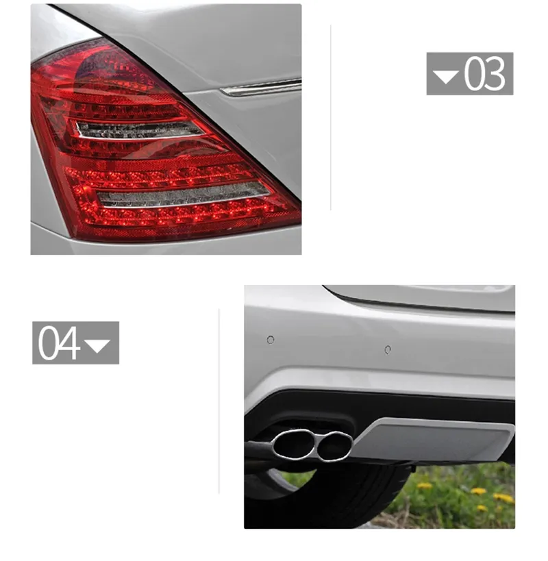 for 2008-2012 Amg S-Class S65 W221 Body Kit with Front and Rear Car Bumpers Grille Side Skirt