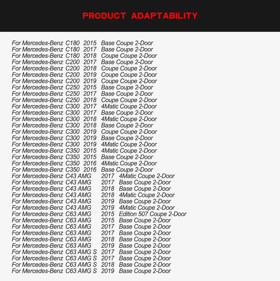 for Mercedes Benz C Class C205 Carbon Fiber Rear Wing Spoiler Coupe 2-Door 2015-2019