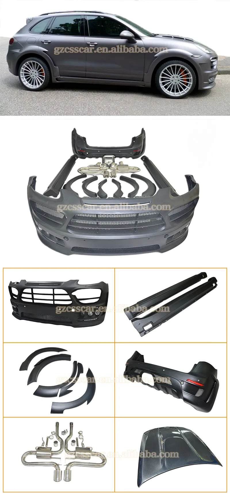 for Porsche Cayenne 958 Upgrade to Hamann Style Fiberglass Wide Body Kit