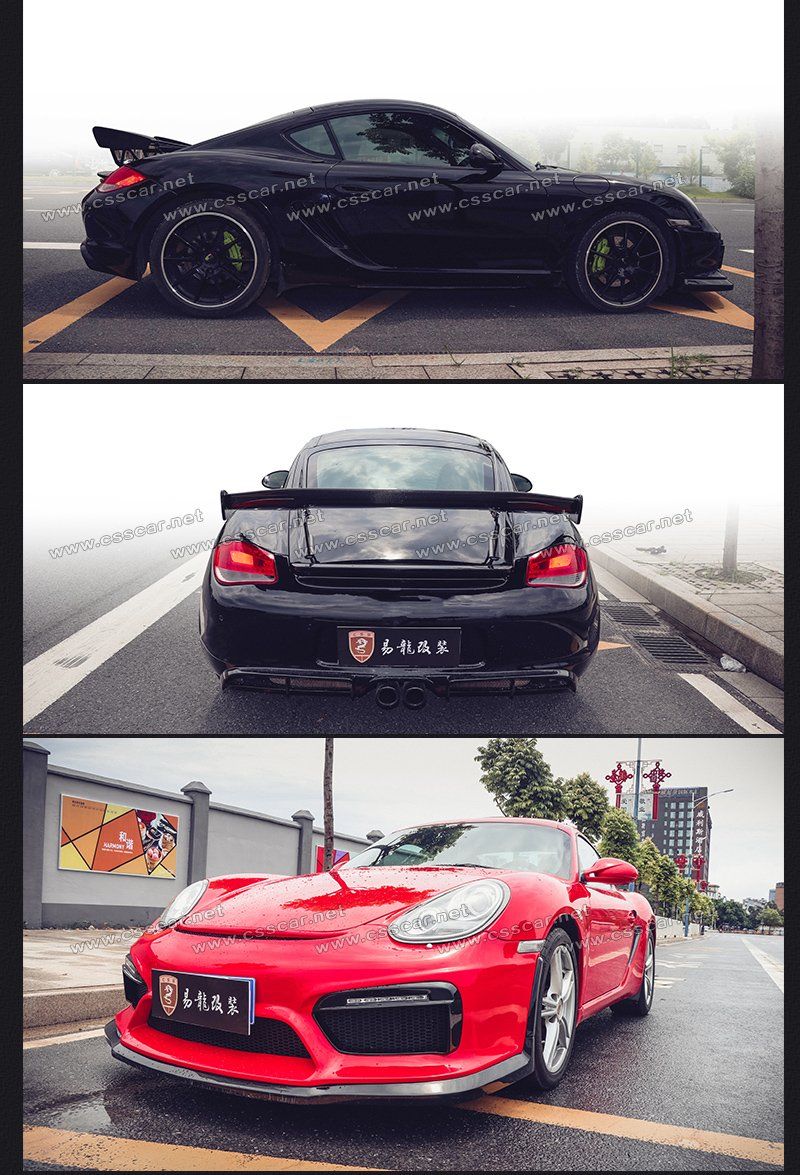 for Porsche Cayman 987.2 Fiberglass Gt4 Style Front Rear Bumper Spoiler Body Kit