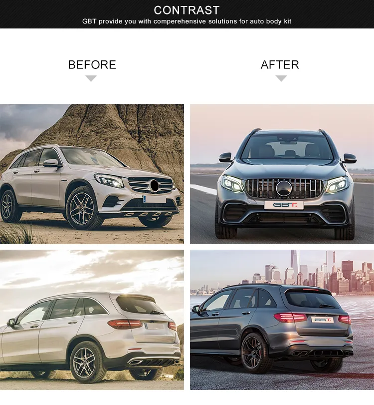 Gbt Grille Exhaust Pipe Front Bumper Year 2015-2019 for Mercedes-Benz Glc W253 Model