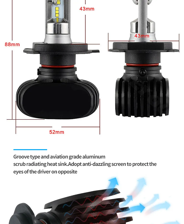H4 H/L LED Headlight 8000lm LED Light with LED Driving Light and HID Ballasts