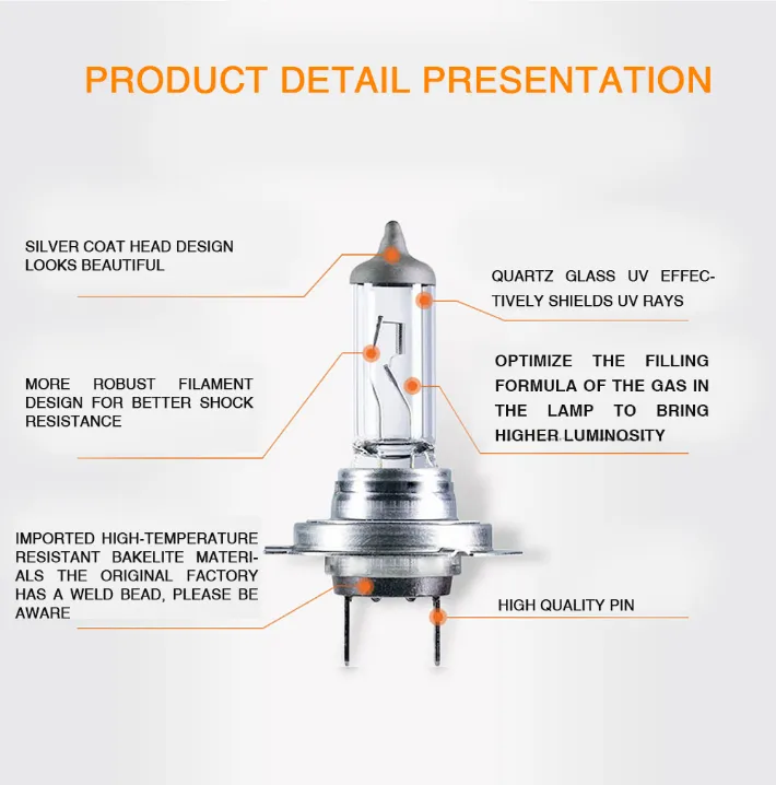 H7 Standard Light Car Halogen LED Headlight Auto Bulb 3200K 12V 55W Px26D 64210 Original Lamp OEM Quality
