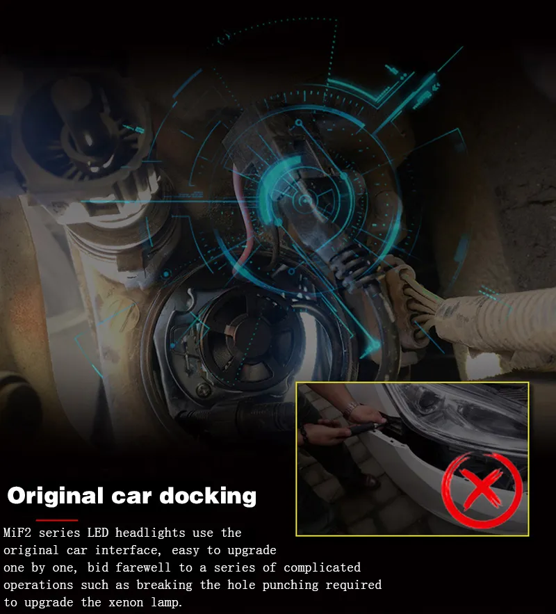 High Power F2 LED Headlight 48W 6600lm Csp Chip LED H3 LED Car Light 6500K