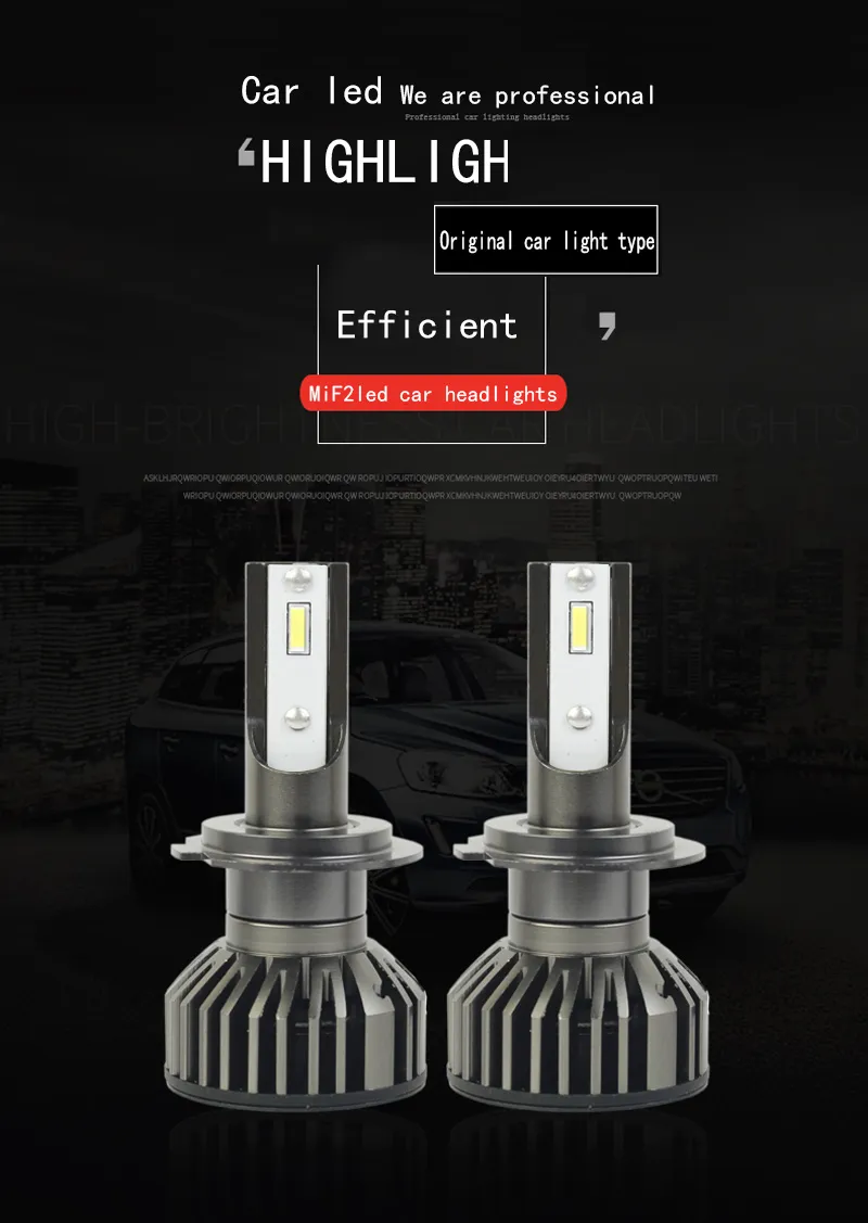 High Power F2 LED Headlight 48W 6600lm Csp Chip LED H3 LED Car Light 6500K