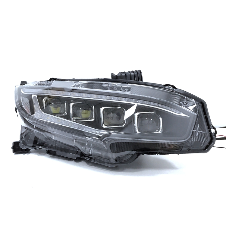 Honda 2021 Civic X Car LED Light Right Hand Drive 4 Lens LED Headlight with Demon Eye