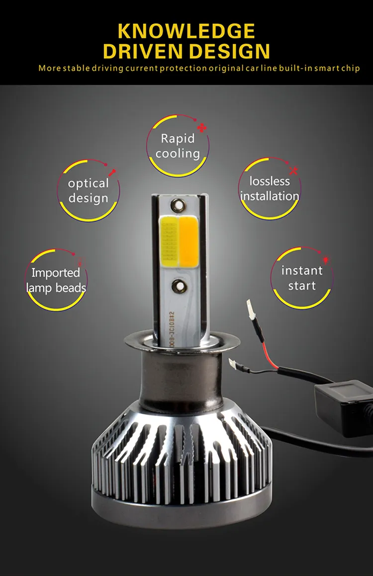 Hot Sale H4 H11 9004 9005 9006 9007 H13 5202 Three Color LED Headlight Bulbs LED Car Headlights Dual Color