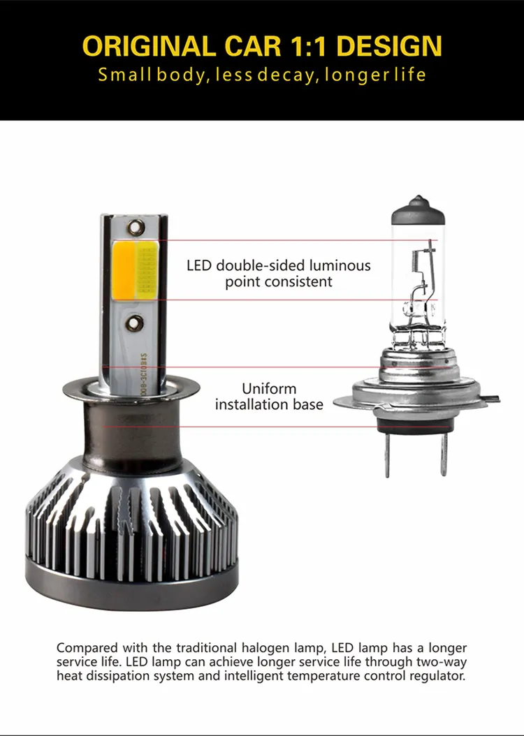 Hot Sale H4 H11 9004 9005 9006 9007 H13 5202 Three Color LED Headlight Bulbs LED Car Headlights Dual Color